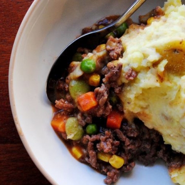 a serving of shepherd's pie on a plate